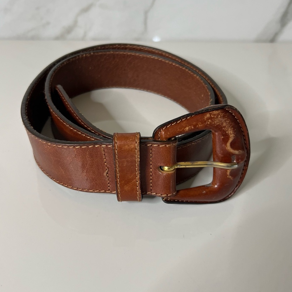 LUIGI LANATTA brown leather belt women’s